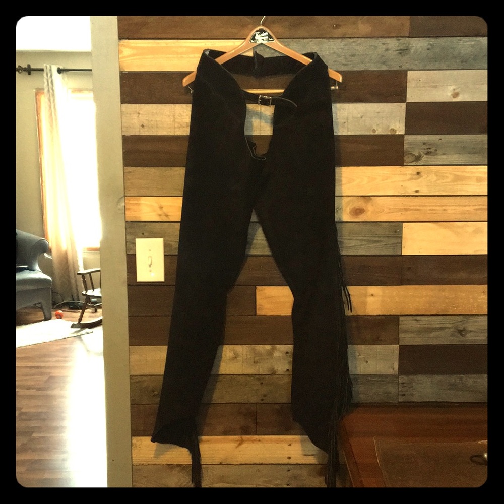 Navy Blue leather chaps-  riding chaps.